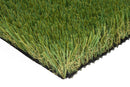 Affordable 91 artificial grass corner close-up showing green blades and tan thatch