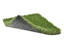 Nevada artificial grass with a folded corner showing the backing and tuft rows